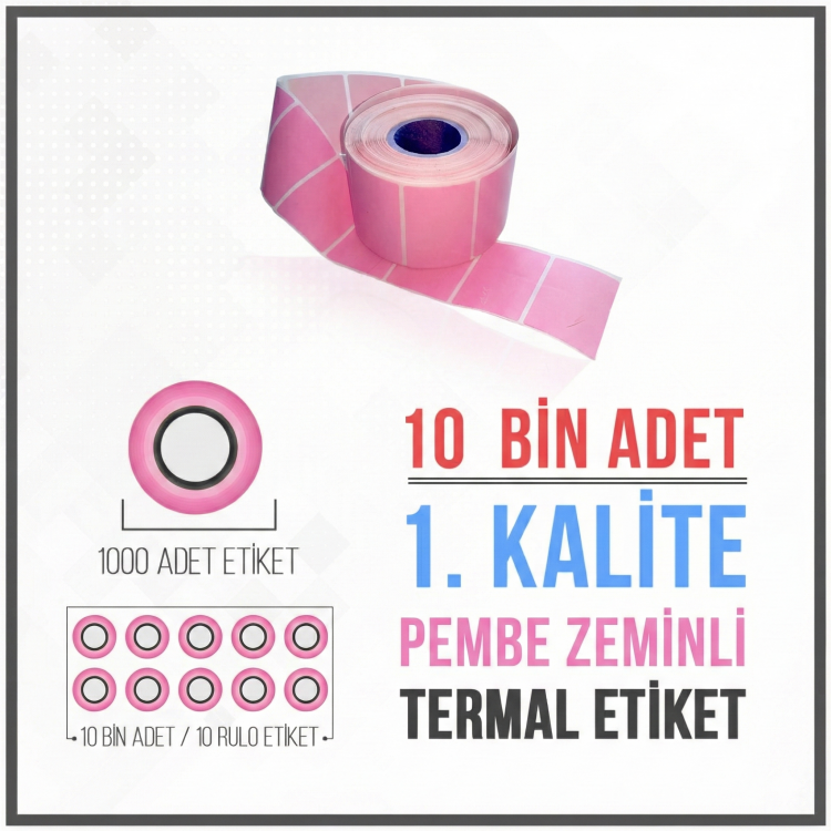 İlaçTarif Etiketi (10.000 Adet)  40mm X 60mm Pembe Zemin Etiket 